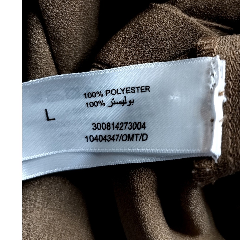 Brown Crepe Utility Midi Shirtdress Tan Wardrobe Polyester Pocketed Long Sleeve - Picture 7 of 8